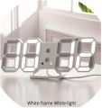 3D Led Wall Clock Modern Design Digital Table Clock Alarm Nightlight Watch for Living Room Decoration,White A. 