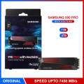 SAMSUNG 990 PRO SSD 1TB 2TB 4TB with Heatsink M.2 2280 PCI-Express Gen 4.0 x4, upto 7450MBs for PS5, Gaming PC, Video Editing, Heavy Graphics, NVMe 2.0 V7 V-NAND 3bit MLC. 