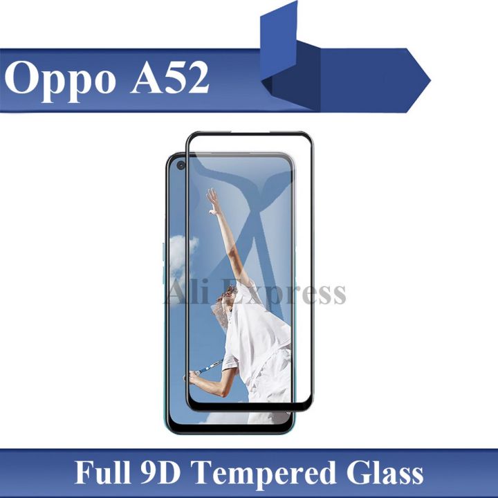 Oppo A52 Full Black 9D|5D|6D|10D|11D|21D Tempered Glass Screen Protector Full Glue Edge To Edge For Oppo A52