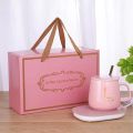 Smart Portable Coffee Tea Cup Warmer Heater Set Heating Cup Pad Ceramics Mug Thermostatic Electric Coaster 55℃ Mug Mat Office Tea Coffee Milk Heater with Cup Spoon. 