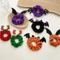 Plush Cute For Girls Cloth Bat Spider Antler Christmas Elastic Hair Bands Women Hair Rope Ponytail Holder Flannel Scrunchies. 