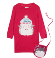 Debenhams Girls Red Sequin Penguin Jumper Dress and Bag Set. 