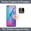 2Pcs Tecno Camon 16 Premier Tempered Glass Screen Protector Premium High Quality Polish Glass For Tecno Camon 16 Premier. 