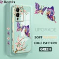 Jizetin (Free Lanyard) for Infinix Note 12 G96 Back Cover Peach Blossom and Butterfly Luxury 6D Plating Case Side Pattern Soft Silicone Square Mobile Phone Cases. 