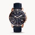 Fossil Men’s Chronograph Quartz Leather Strap Blue Dial 43mm Watch FS5237 Stainless Steel Wrist Watch For Men. 