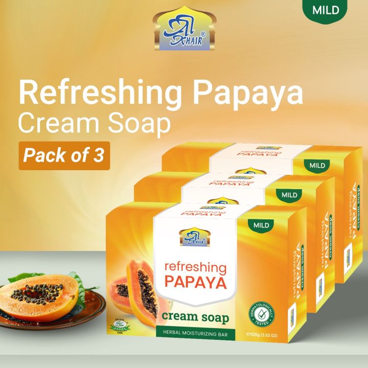 AL khair Refreshing Papaya Cream Soap 100gm (Pack of 3)