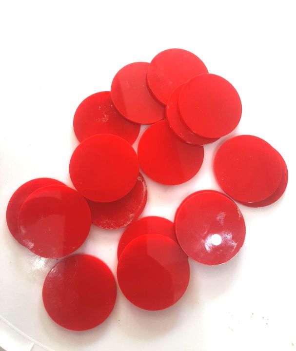 Plastic Counters: Red Color Gaming Tokens (Hard Colored Plastic Coins, For counting and mathematic , Tiddly Winks, Checkers, and Other Board Game Playing Pieces) | 100 Pieces