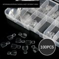 BeliefMelief  Profesional  100PCS/Box Acrylic Pointed False Toe Nails Manicure Kits Nail Art Decoration Box Transparent Tips Feet Full Nail Manicure Kits. 