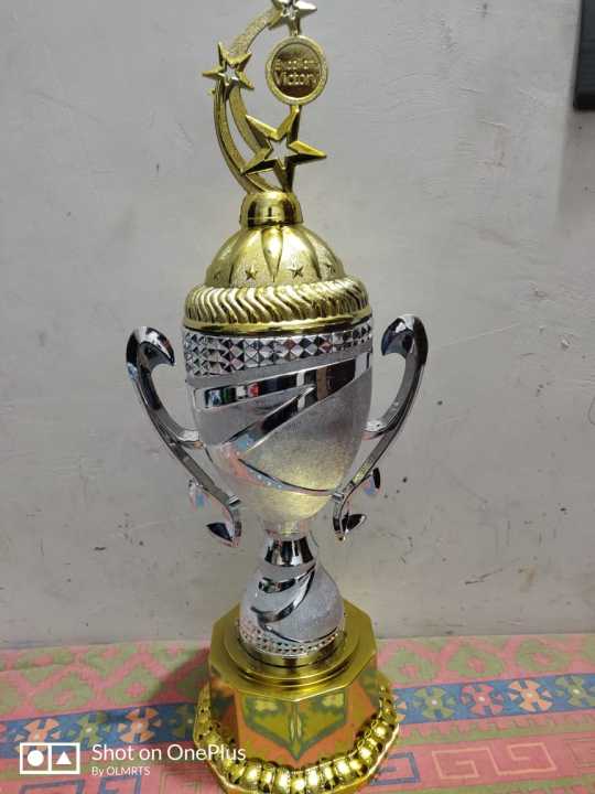 top best reward golden& silver plastic trophy for cricket,football,badminton
