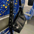 Star Pattern Gothic Handbag Casual Chic Y2K Aesthetic Korean Crossbody Bag Black Vintage Harajuku Purse for Women's Fashion Daily Matching Urban Outfit Trendy Look Accessorizing Outfits. 