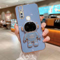 For Vivo V15 Back Cover with Cartoon Astronaut Folding Stand Luxury 6D Plating Frame Shiny Cases Soft Silicone Square Protective Mobile Phone Case. 