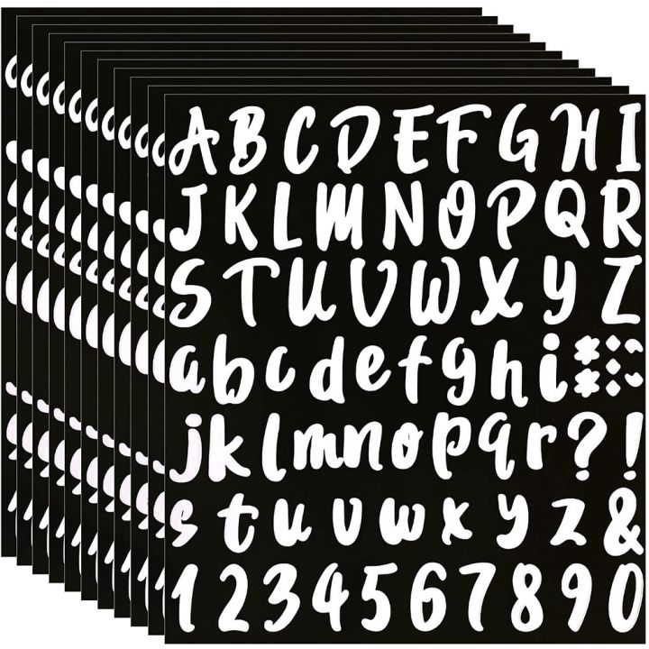 10 Sheets Letter Number Stickers for Mailbox, Door (White, 1 Inch)