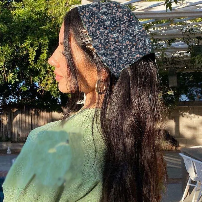 Floral Elastic Hair Bandanas Scarf Headband Chiffon Head Kerchief