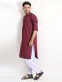 MSK22 Men's Chambray Kameez Shalwar Stitched Suit Maroon. 