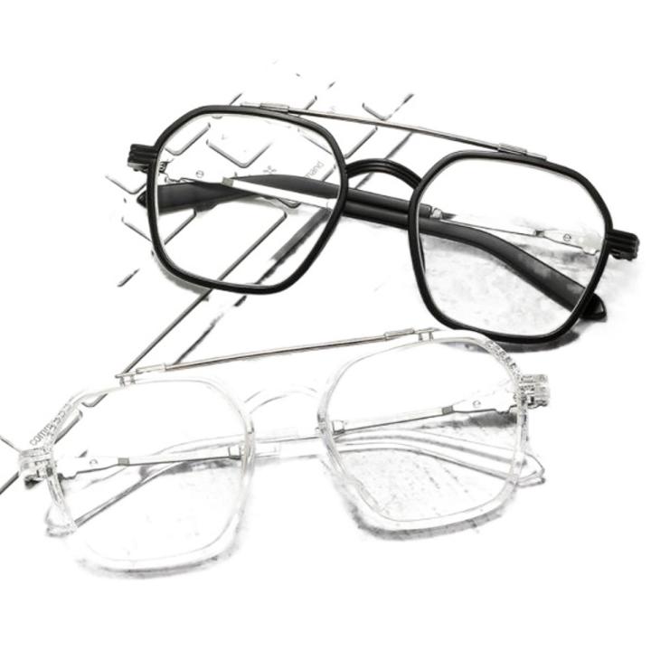 New Design Double Bridge Gold & Black New Fashion Double Beam Slim Retro PC Frame Optical Glasses frame 2023 latest design
