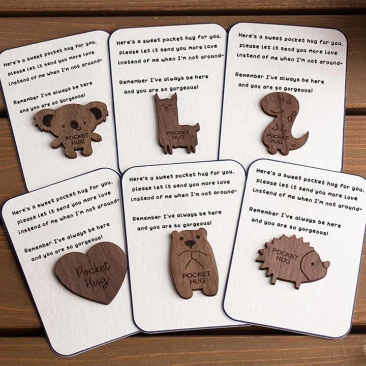 Encouragement Gift Adorable Wooden Animal Pocket Hug Stress Relief Gift Small Size Encouragement Decoration Perfect for Southeast Asian Buyers Cute Animal Ornament