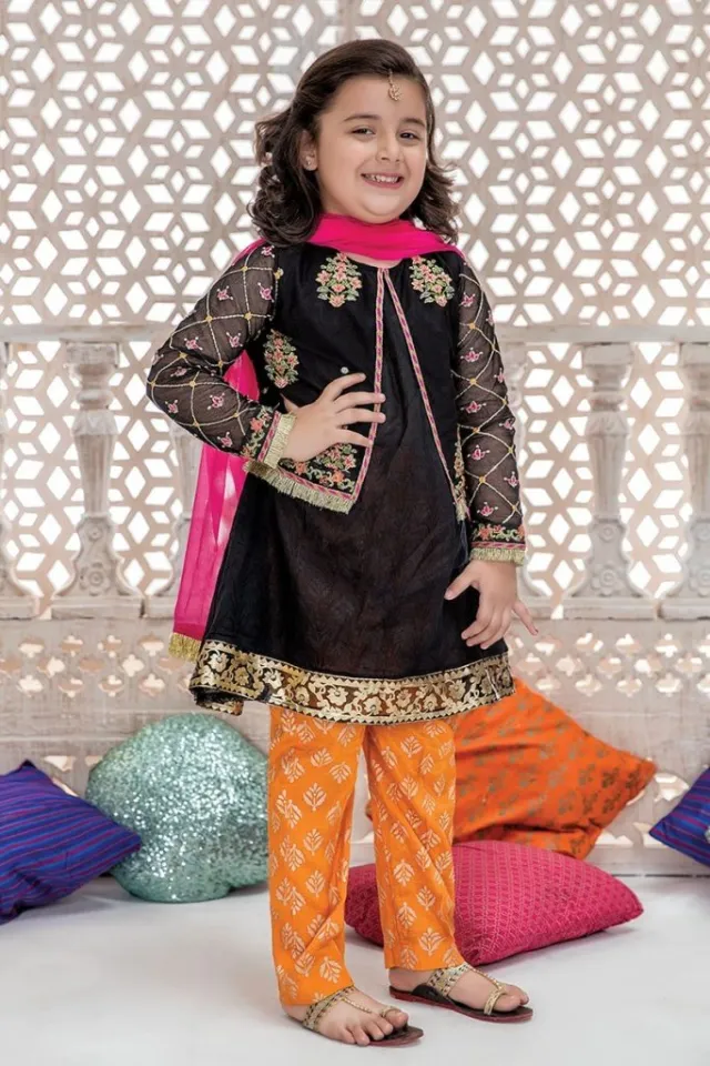 Kids Collection Wedding Fancy Collection Unstiched Dress Party Wear Chiffon Fabric Pakistani Dress Shalwar Qameez Daraz.pk