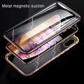 【 ETOP 】 For iPhone 11 Pro X Xs Max XR 8 7 6 6s Plus Phone Case, Double Sided Glass 360 Full Cover Magnetic Adsorption Metal Frame Casing. 