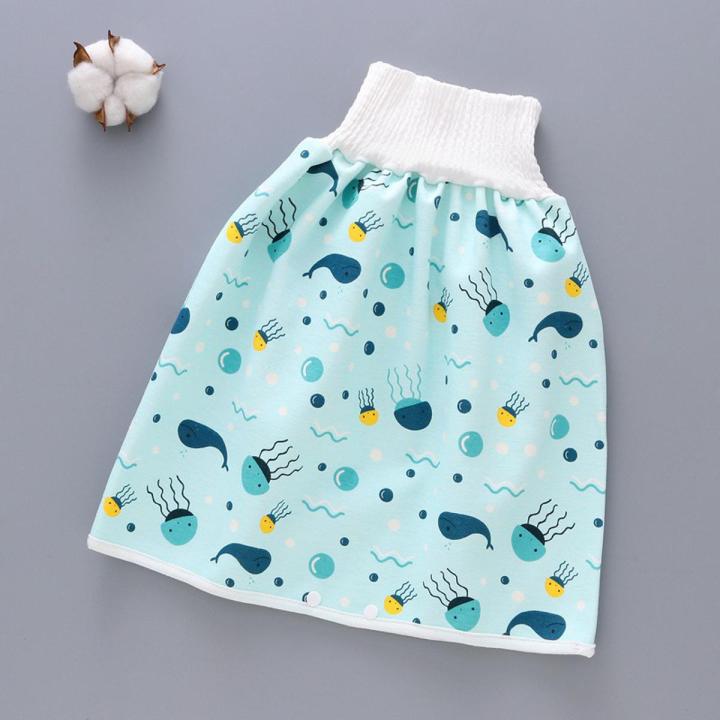 Children's Cotton Training Pants Cloth Diaper Skirt Washable Waterproof Reusable Diaper Pants High Waist Diaper Skirt