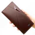 Qivis Men's Thin Soft PU Leather Long Wallet – Slim Design for Men. 