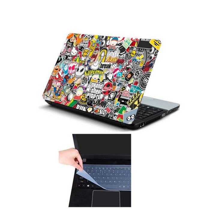 Universal Laptop Back Skin (Sticker) Wallpaper-With Key board protector