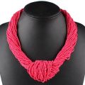 Claire Jin Small Beads Knot Necklaces Women Bohemian Jewelry Fashion Multi Layer Vintage Handmade Choker, 26 colors. 