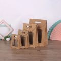 10Pcs Black/White Gift Bags with Clear Window Kraft Paper Bag with handle Candy Biscuits Cake Packing Box Eid Mubarak Gift Bag. 