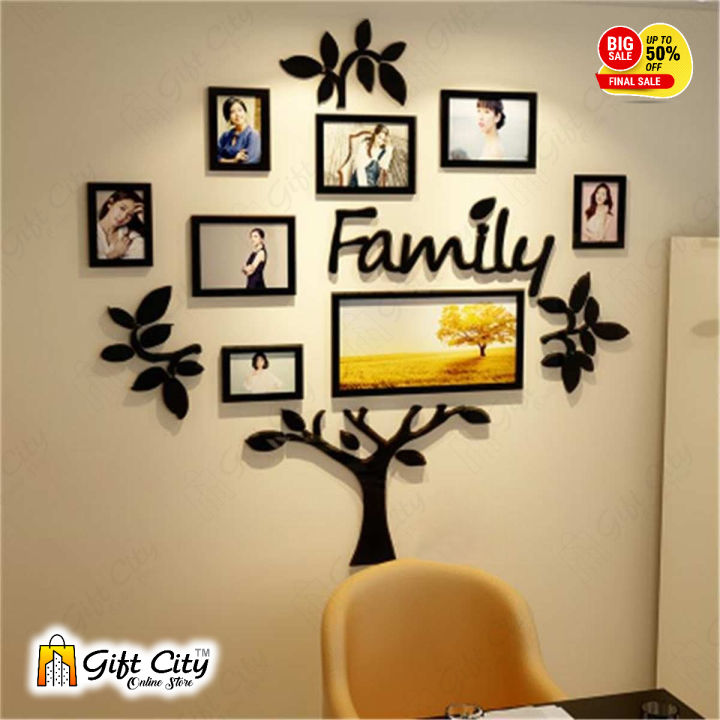 Gift City Presents Family Tree With Photo Frame Modern Wall Art For Gift For Home Décor Living , Bed Room And Offices
