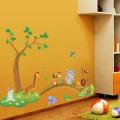 3D Kids Room Decor Removable Cartoon Jungle Forest Trees Animal Wall Sticker. 
