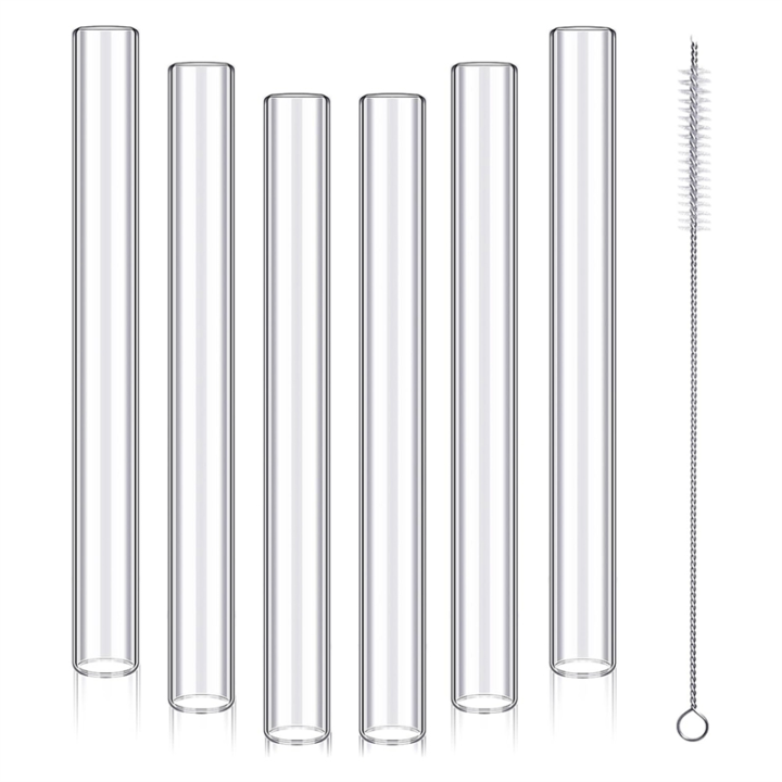 6 Pcs 4inch Clear Borosilicate Glass Tube 12mm OD 8mm ID 2mm Thick Glass Blowing Tubes with Cleaning Brush Easy to Use