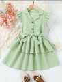 Enchanting Collared Lawn Frock: Graceful Ballet Layers in Light Pink or Sea Green for girls and baby girls best frock for kids casual wear stylish summer frock. 