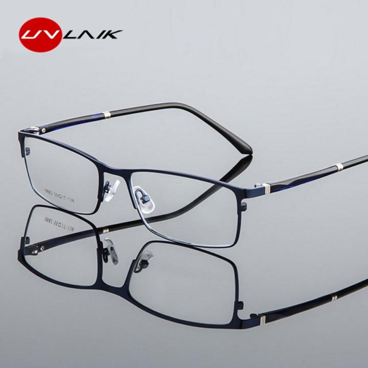 UVLAIK Fashion New Steel Alloy Glasses Frame Men 2021 Business Casual Metal Myopia Optical Spectacle frame Clear Lens