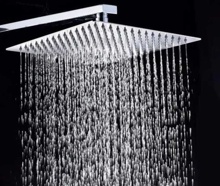 Rainfall Shower Head Multiple Sizes Square Shape, Solid Stainless Steel Color Square Ultra Thin Water Saving Chrome Finish  Color