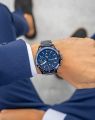Tommy Hilfiger Wrist Watch For Men Quartz Stainless Steel Blue Dial 46mm Watch 1791720. 