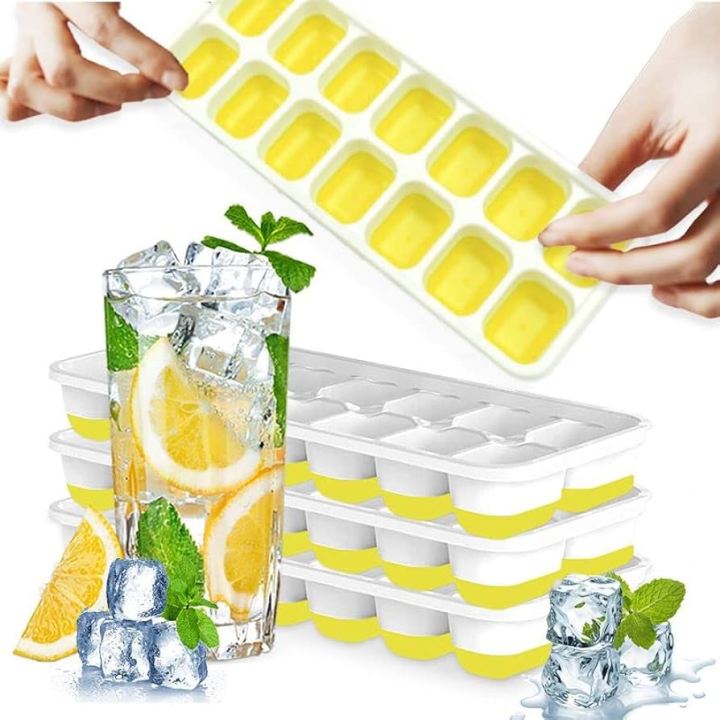 ​Easy Push Pop-Out Square Silicone Ice Cube Tray with Plastic Lid – 14 Grids Flexible Mold for Freezer & Refrigerator – BPA-Free, Leak-Proof, Stackable Design​ Walmart.com +3 Amazon +3 Walmart.com +3