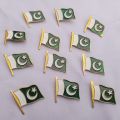 Pack Of 02  - 14 August Metal Badge – Elegant Pakistan Flag Badge for National Day, School & Office Wear. 