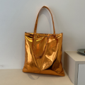 New Chic Large Handbag Women Shopping Shoulder Bag Simple PU Leather Totes Bags Shiny Casual Female Purse Girls Clutch Party Bag. 