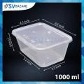 Pack of 10/20/50 1000 ML. Microwave Disposable Food Storage Boxes - Clear Transparent Plastic Clear Container Lunch Box, Plastic Box with lid. 