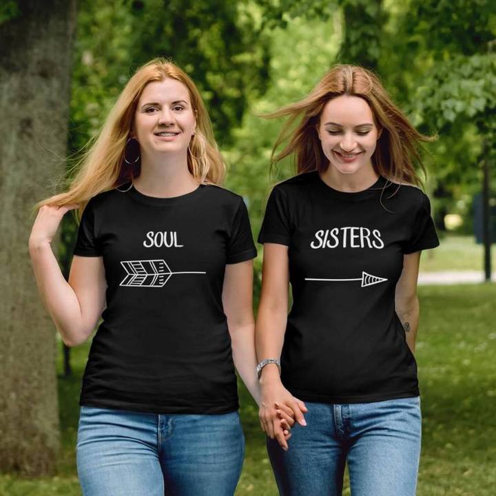 Soul Sisters Best Friend Shirts Bff Bestie tshirts birthday gifts for friends half sleeves women t shirts-pack of 2