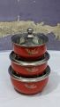 High Quality Stainless Steel Fancy Bowl Set With Glass Lid Pack Of 3 Pcs. 