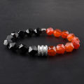 High Quality Tiger Eye Agate 10mm Faceted Stone Bracelet Stainless Steel Lucky Men's Beaded Bracelet. 