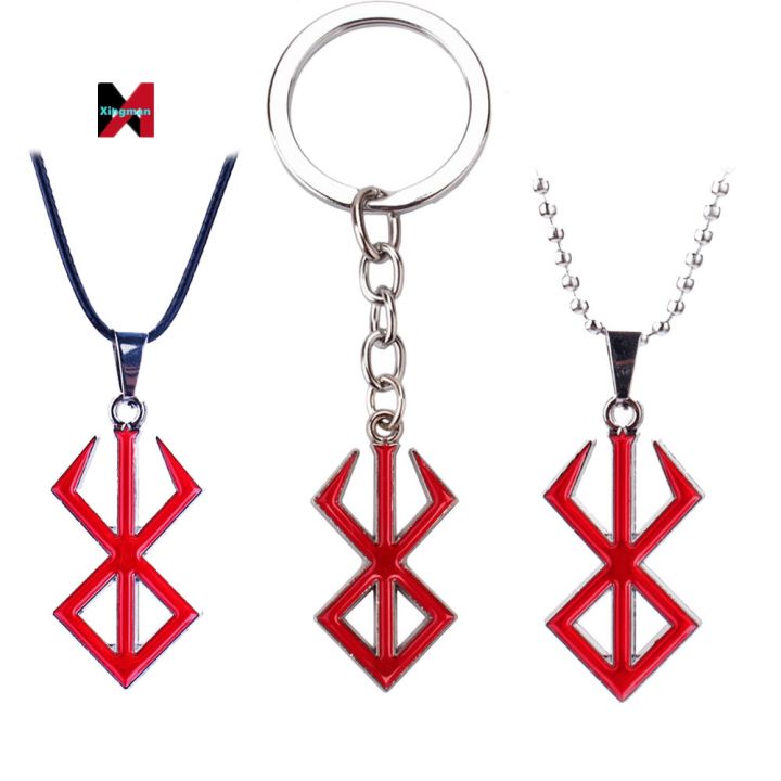 XM Anime Game Berserk Logo Necklace Metal Pedant Jewelry With Beaded Chain For Women And Men
