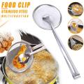 Kitchen Tool - 2 in 1 Food Tong Kitchen Knife Filter Stainless Steel Strainer Spoon Frying Oil Kitchen Strainer Clip Accessories. 