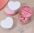 Multifunctional Plastic Folding Jewelry Box 2 layers Heart Design Makeup Cosmetic Jewelry Earrings Ring Storage Organizer / Heart-Shaped Pink Makeup Box-Mirror, Organizer, Drawer, Earrings/ Heart Shape Jewelry Box Makeup Organizer with Mirror. 