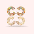 Rainbow Pearlescent Round Hoop Earrings- Earrings for Girls Stylish. 