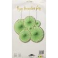 GREEN GOLDEN PAPER FAN SET ( PACK OF 6 PAPER FANS ) - PAPER FANS FOR BIRTHDAY PARTY DECORATION - PARTY DECORATION PAPER FANS. 