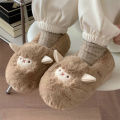 Cute Lamb Furry Women Winter New Cartoon Thick Plush Slippers Female Bedroom Slides Soft Cozy Warm Fluffy Home Shoes. 