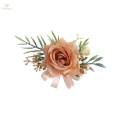Hand Flower Brooch Pin with Rose Bud for Bridesmaid Party Groom Groomsmen Brooch. 