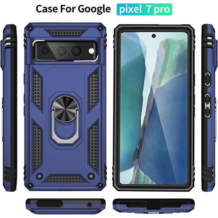 Google Pixel 7 Pro Luxury Shock-Proof Armor Case With Car Ring Stand Cover Pixel 7 Pro