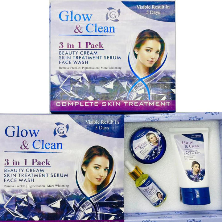 Glow Clean Beauty Cream 3in1 Set Serum And Face Wash